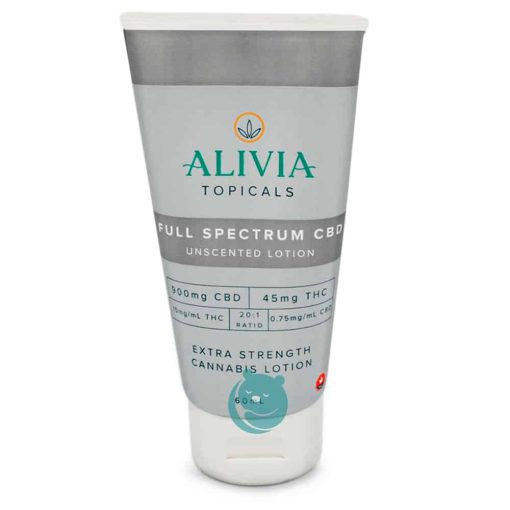 Alivia - Full Spectrum CBD 60ml Unscented Extra Strength Cannabis Lotion - 20:1 CBD to THC