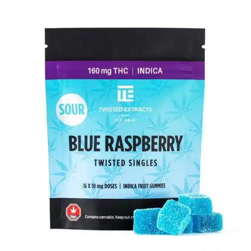 Twisted Extracts – THC Singles Sour Blue Raspberry – 160MG – Indica