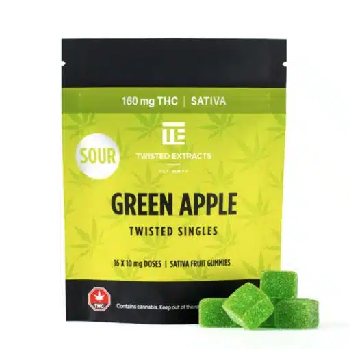 Twisted Extracts – THC Singles Sour Green Apple – 160MG – Sativa