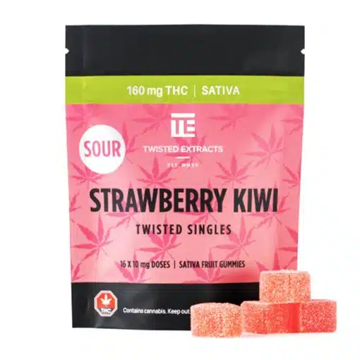 Twisted Extracts – THC Singles Sour Strawberry Kiwi – 160MG – Sativa