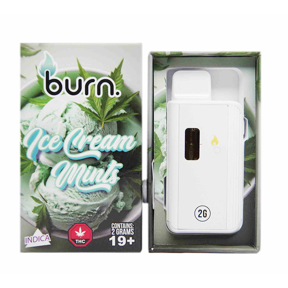 buy-weed-online-dispensary-burn-2g-disposable-ice-cream-mints Burn – Ice Cream Mints - Indica - THC Disposable Pen (2 Grams) - Image 1