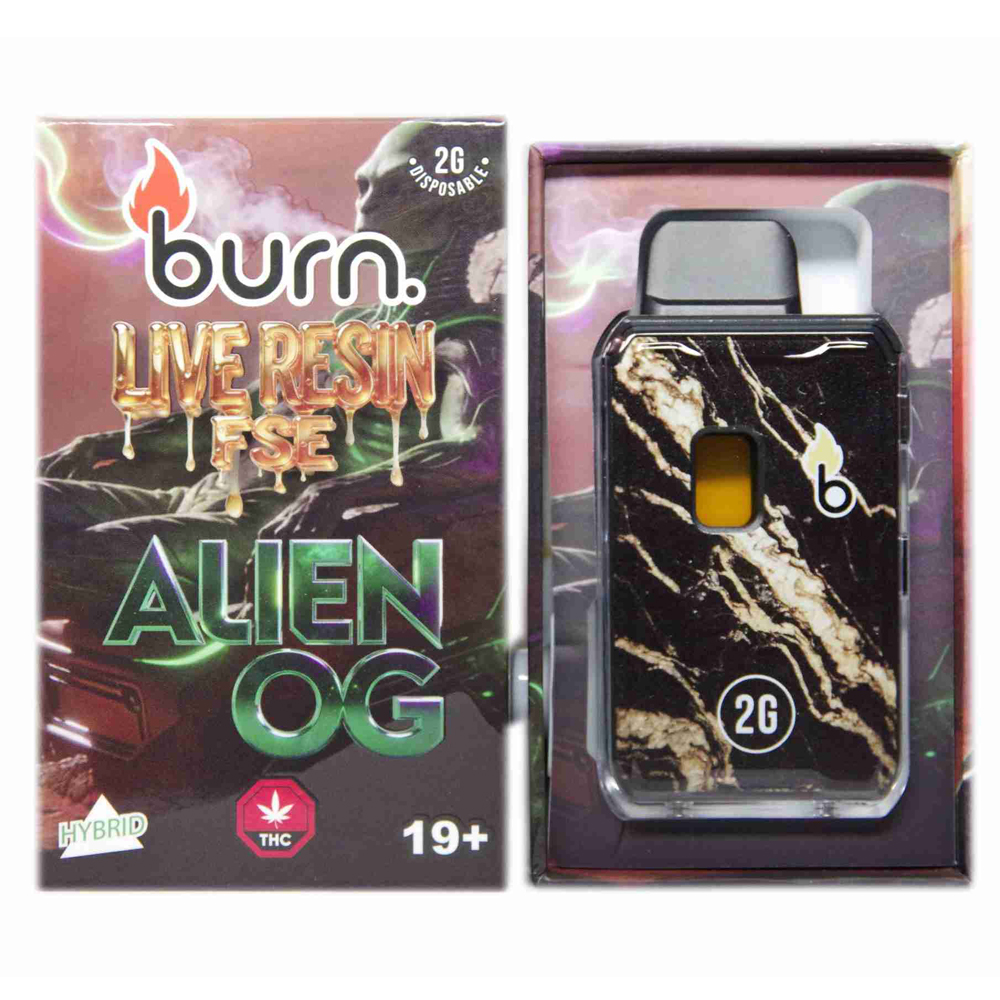 buy-weed-online-dispensary-burn-2g-live-resin-vape-alien-og Burn 2G Live Resin Disposable Vape - Alien OG (Hybrid) - Image 1