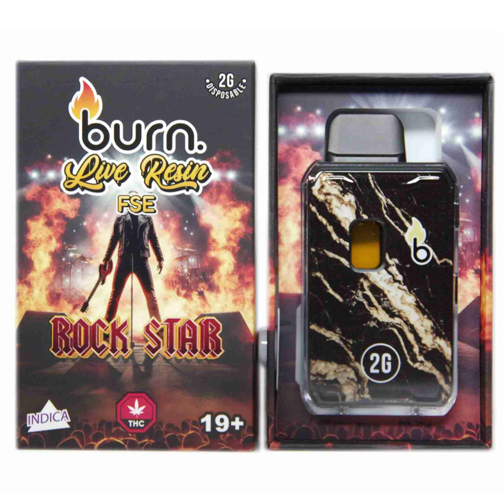 buy-weed-online-dispensary-burn-2g-live-resin-vape-rockstar Burn 2G Live Resin Disposable Vape - Rockstar (Indica) - Image 1